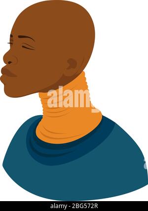Donna calva africana, illustrazione, vettore su sfondo bianco Illustrazione Vettoriale