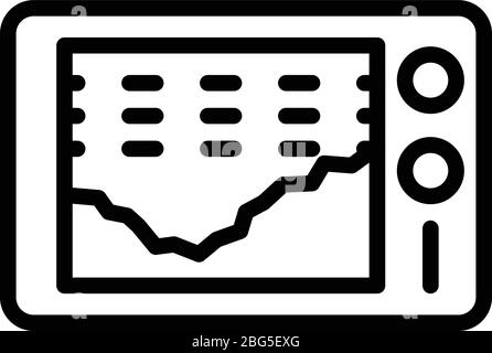 Icona di cattura del sonar pesce, stile contorno Illustrazione Vettoriale