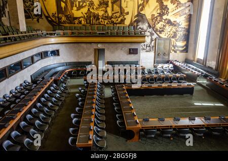 Sala dell'Assemblea Francisco de Vitoria dell'Ufficio delle Nazioni Unite, Ginevra, Svizzera Foto Stock