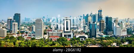 Panorama aereo di Giacarta, la capitale dell'Indonesia Foto Stock