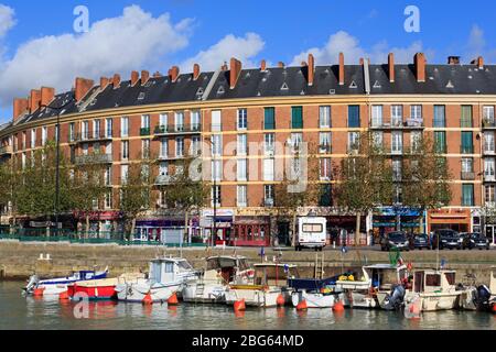 Barche a Saint Francois trimestre,Le Havre,Normandia,Francia,l'Europa Foto Stock