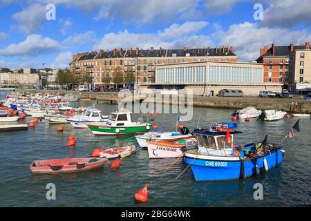 Barche a Saint Francois trimestre,Le Havre,Normandia,Francia,l'Europa Foto Stock