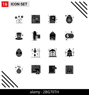 Pacchetto icone vettoriali di 16 insegne e simboli per cinema, cappello, libro, festival, elementi di design vettoriale per uova Illustrazione Vettoriale