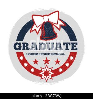 Gli studenti di Grunge laureano banner vettoriale e poster isolati su illustrazione bianca Illustrazione Vettoriale