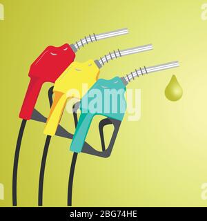 Ugello carburante benzina che rilascia una goccia Illustrazione Vettoriale