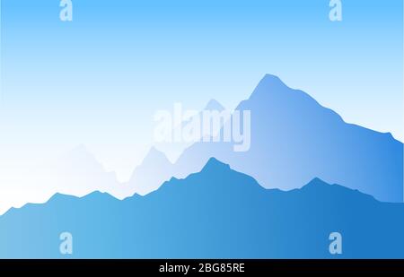 Paesaggio montano di colore blu con creste a strati. Illustrazione di Nature Vector con spazio per la copia per la compagnia di viaggio Illustrazione Vettoriale