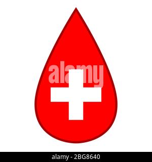 Goccia di sangue croce medico icona salute virus Illustrazione Vettoriale