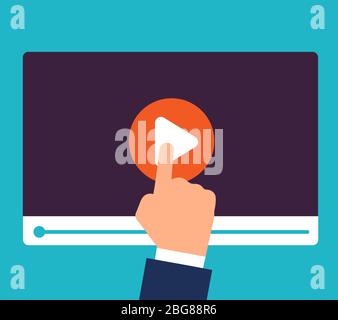 Tutorial online. Formazione e video. Studio e apprendimento di base vettoriale. Illustrazione di un video online, webinar sul settore Education Illustrazione Vettoriale