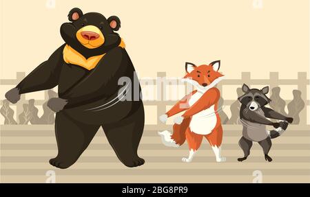 gli animali ballano in una festa sul tetto Illustrazione Vettoriale