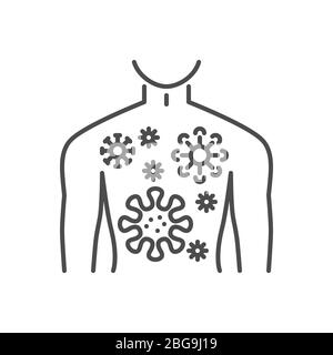 Icona della linea sottile del vettore correlato all'infezione Illustrazione Vettoriale