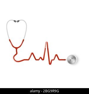 Stetoscopio medico realistico. Apparecchiature mediche, modello medico. EPS 10 Illustrazione Vettoriale