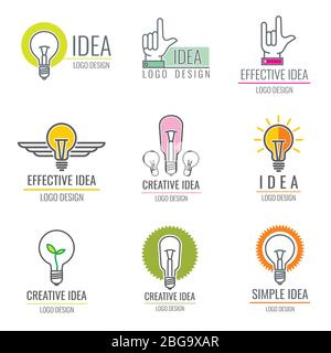 Creative idea digitale media, Smart cervello concetto vettore logo raccolta. Idea innovazione, business efficace e creatività logo illustrazione Illustrazione Vettoriale