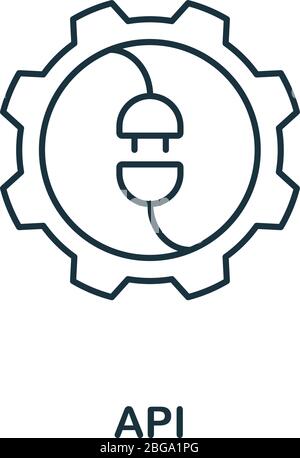 Icona API. Simbolo creativo e semplice della collezione Fintech. Icona API line per modelli, web design e infografiche Illustrazione Vettoriale