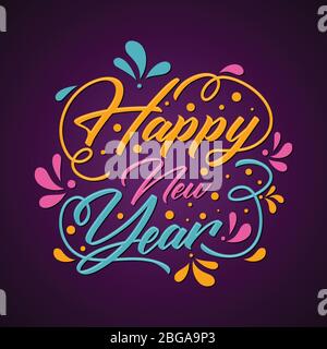 Colorato decorazione lettera felice anno nuovo biglietto di auguri o sfondo. Vector Letter Happy New Year per il design degli elementi. Illustrazione vettoriale EPS.8 EPS. Illustrazione Vettoriale