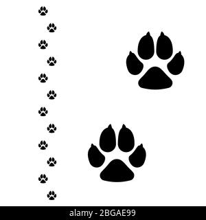 Zampa cani. Icona piatta Dog footprint. Illustrazione vettoriale isolata su sfondo bianco Illustrazione Vettoriale