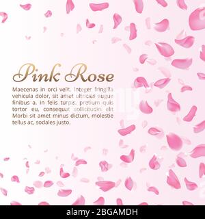 Rosa rosa o petali sakura cadenti. Elegante romantico sfondo vettoriale. Sakura fiore petalo bandiera volante, fiore illustrazione floreale Illustrazione Vettoriale