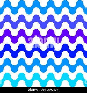 Onde modello senza cuciture, fondo marino con strisce blu e bianche, astratta struttura geometrica ripetitiva, sfondo vettoriale oceano Illustrazione Vettoriale