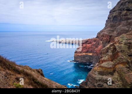 Ponta do Sol vista aerea villaggio, isola di Santo Antao, Capo Verde, Africa Foto Stock