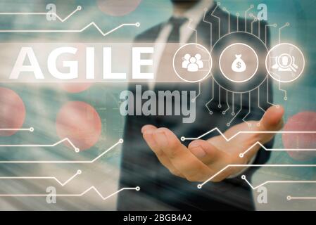 Scrittura a mano concettuale che mostra Agile. Concetto che significa particolare approccio alla gestione dei progetti che viene utilizzato nel software Foto Stock