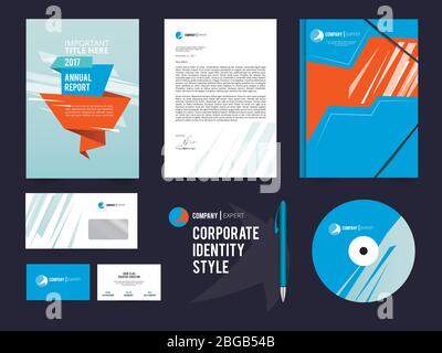 Diversi elementi di identità aziendale. Modello vettoriale di stile corporale Illustrazione Vettoriale