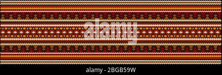 Un tradizionale ornamento etnico in cui ricchi colori attraggono fortuna e ricchezza. L'ornamento appare grande all'interno, in ricamo su tessuti per va Illustrazione Vettoriale