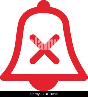 Nessun allarme icona campanello silenzioso con croce. L'app per telefono cellulare ha disattivato l'audio e le notifiche. Illustrazione vettoriale stock isolata Illustrazione Vettoriale
