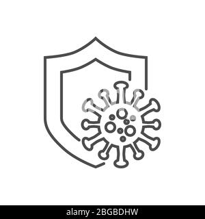 Icona della linea sottile del vettore correlato alla protezione da coronavirus Illustrazione Vettoriale