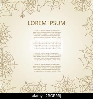 Poster vintage con ragno e cornice in ciottolo. Illustrazione vettoriale Illustrazione Vettoriale