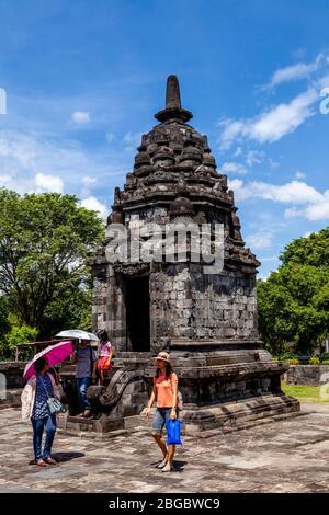 Tempio buddista di Candi Lumbung, il tempio di Prambanan Compounds, Yogyakarta, Giava Centrale, Indonesia. Foto Stock