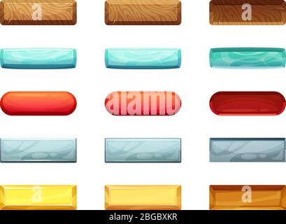 Pulsanti attivi, disattivati e premuti. Animazione di stati diversi Illustrazione Vettoriale
