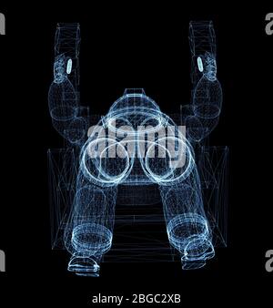 Astronauta composto da linee luminose e punti Foto Stock