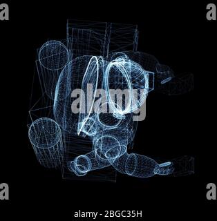 Astronauta composto da linee luminose e punti Foto Stock