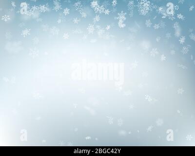 Sfondo astratto di Natale con fiocchi di neve. Elegante modello invernale blu. EPS 10 Illustrazione Vettoriale