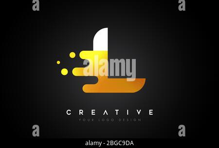 L disegno con logo fuso Golden Letter. Illustrazione vettoriale dell'icona Creative Golden Fluid Letter. Illustrazione Vettoriale