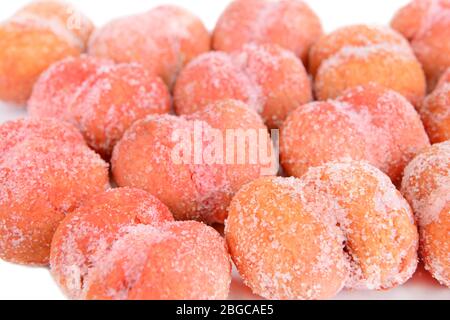 Biscotti deliziosi pesche primo piano Foto Stock