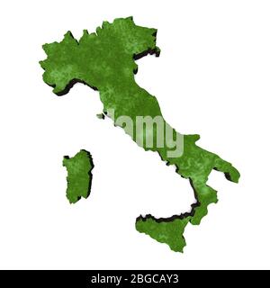Mappa d'Italia, europa con erba e suolo. Rendering 3D Foto Stock