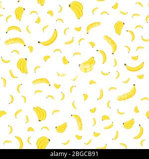 Illustrazione sul tema banana senza giunture colorata grande, motivo di frutta brillante per sigillo. Modello di frutta costituito da una bella banana continua senza cuciture. Semplice Illustrazione Vettoriale