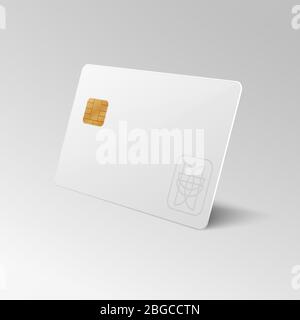 Bianco vuoto shopping carta di credito isolato 3d vettore illustrazione. Carta di credito per carta di plastica finanziaria, bancaria o di sconto Illustrazione Vettoriale