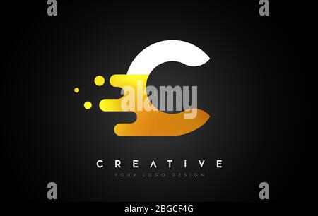 C fusione del logo della lettera d'oro. Illustrazione vettoriale dell'icona Creative Golden Fluid Letter. Illustrazione Vettoriale