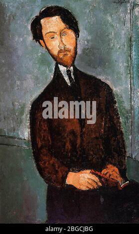Opere d'arte del ritratto di Modigliani d'epoca del famoso pittore italiano Foto Stock