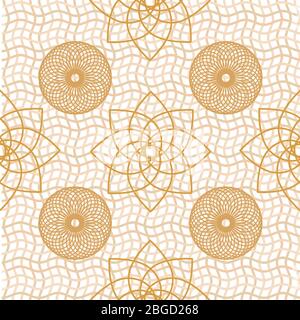 Cerchi di intreccio, fiori e griglia ondulata Illustrazione Vettoriale