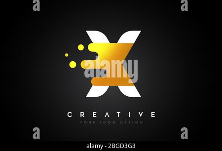 X fusione del logo della lettera d'oro. Illustrazione vettoriale dell'icona Creative Golden Fluid Letter. Illustrazione Vettoriale