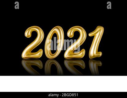 2021 felice anno nuovo. Numero oro metallico. Natale e Capodanno. Stock - Illustrazione vettoriale per il vostro disegno e commercio. Illustrazione Vettoriale