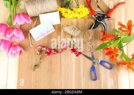 Luogo di lavoro del fioraio. Foto concettuale Foto Stock