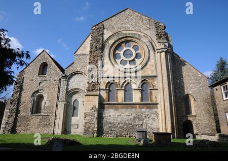 La chiesa dell'abbazia di Waltham, l'abbazia di Waltham, Essex, risale al 1050, fu eretta dal re Harold e sostituita da un edificio per l'orecchio. Foto Stock