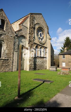 La chiesa dell'abbazia di Waltham, l'abbazia di Waltham, Essex, risale al 1050, fu eretta dal re Harold e sostituita da un edificio per l'orecchio. Foto Stock