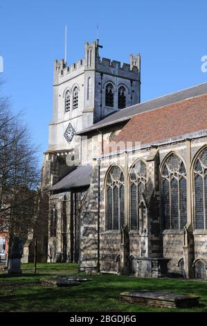 La chiesa dell'abbazia di Waltham, l'abbazia di Waltham, Essex, risale al 1050, fu eretta dal re Harold e sostituita da un edificio per l'orecchio. Foto Stock