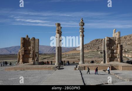 Porta di tutte le nazioni (porta di Xerxes), Persepolis, Marvdasht, Provincia di Fars, Iran, Persia, Medio Oriente Foto Stock