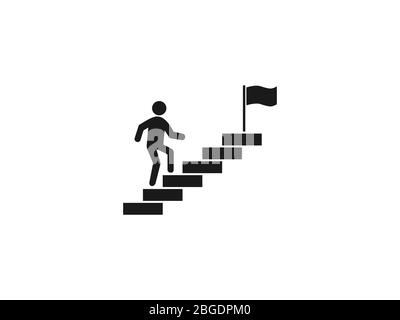 Scale, scale, cammina fino icona. Illustrazione vettoriale, design piatto. Illustrazione Vettoriale