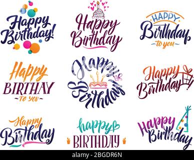 Iscrizione calligrafica disegnata a mano happy birthday brush